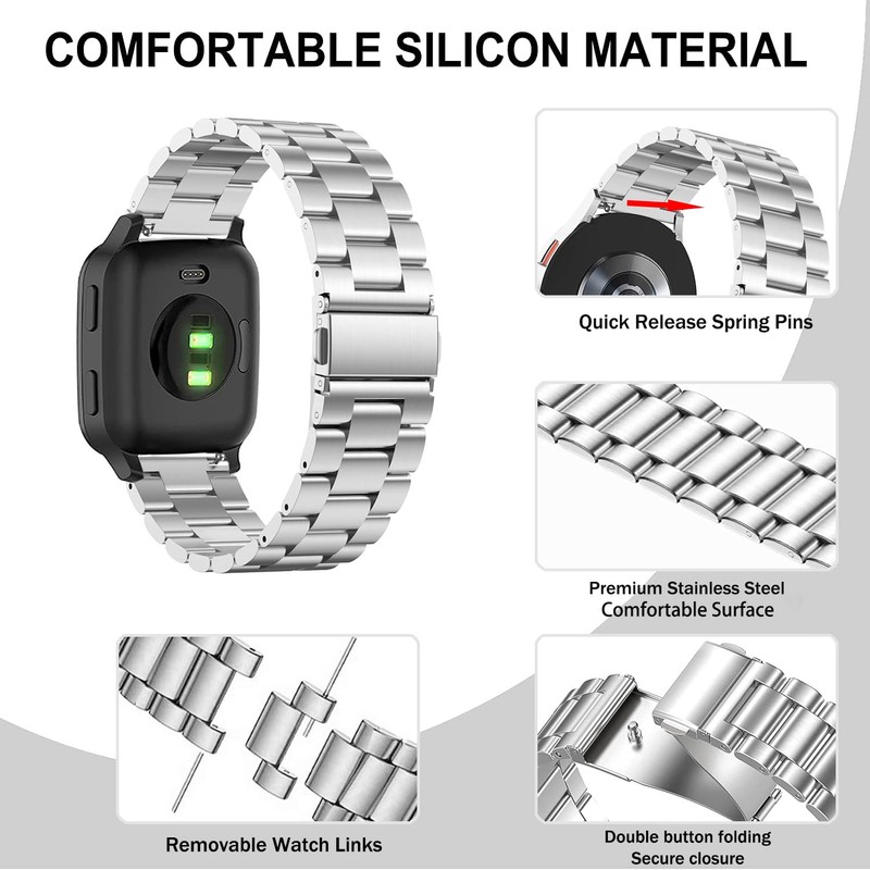 VELULYX Metal Band for Garmin - 20mm Stainless Steel Band