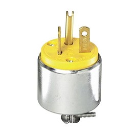 Leviton 20 Amp, 250 Volt, Armored, Grounding Plug, Steel, 620PA, Yellow