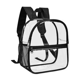 Mini Clear Backpack Transparent Backpack PVC Transparent School Backpack Black Clear Backpack Waterproof Transparent Mini Backpack Clear Handbag Unisex for Work Travel Concert Sports, 30*29*15cm
