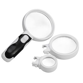 LED-Leuchtlupe mit 3 Linsenaufsätzen