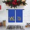 JarThenaAMCS 2Pcs Christmas Hand Towels Xmas Nativity Scene Embroidered Bathroom