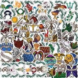 50PCS Stickers for Ancient Greece,Greece Stickers,Teens Boys and Girls Sticker Pack Vinyl Skateboard Guitar Door Laptop Luggage Car Bike Water Bottle Birthday Party Supplies Stickers