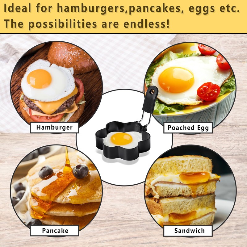 Egg Rings Stainless Steel 2 Pieces Egg Mould Fried Egg
