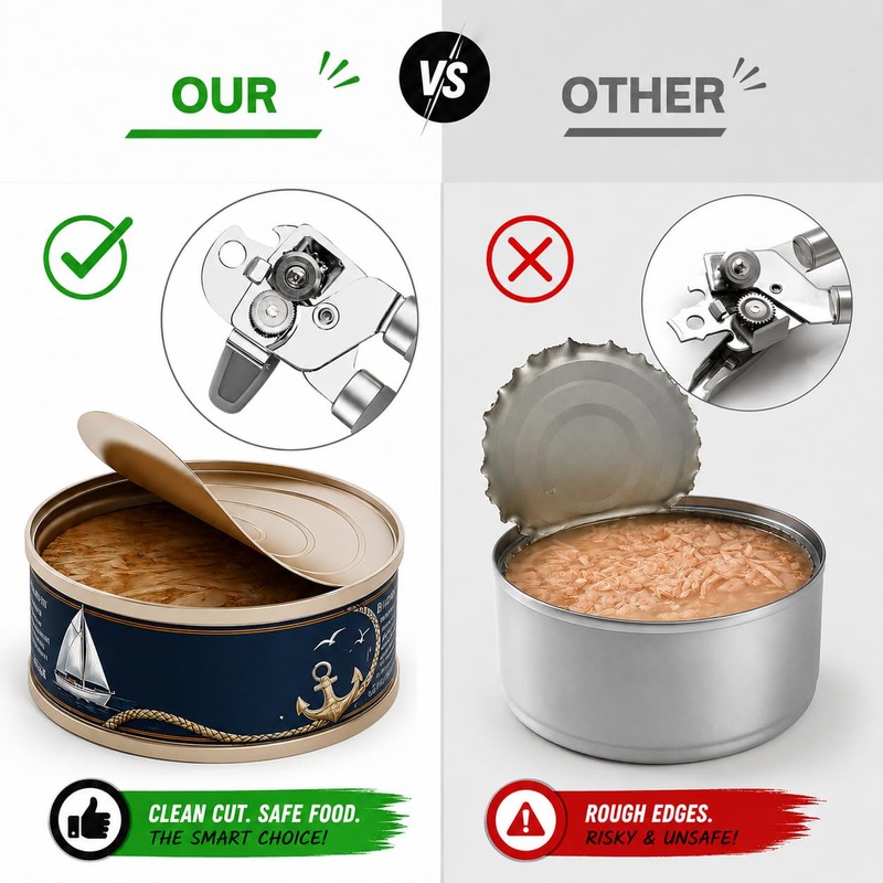 Marshland Tin Opener UK - Stainless Steel Soft Handled Manual-Magnetic