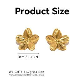 1 Pair Women Flower Earring, Gold Statement Earrings, Gold Floral Petal Vintage Earrings, Big Vintage Dangle Flower Earring, Hypoallergenic Jewelry Gifts, for Woman, Wedding, Party