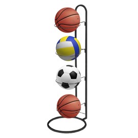 WEYUSUENLI 2024 New Ball Storage Rack，4 Tier Cube Ball Storage Holder，Basketball Football Holder Carbon Steel Heavy Duty Basketball Stand Painted Nail-Free Multi-Purpose Vertical Ball Rack