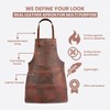 Dark Brown Full Grain Leather Apron Butcher Apron -Cook Apron