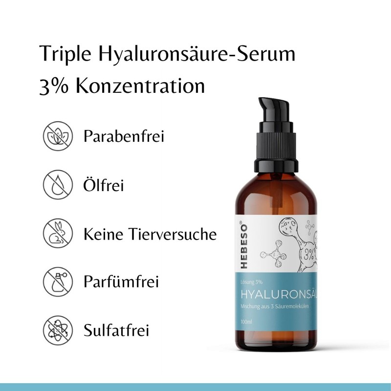 HEBESO Triple Hyaluronic Acid Serum - 3% Concentration for Deep