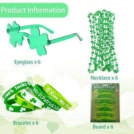 XZSKD 19 Piece Set St. Patricks Day, St. Patricks Day Bracelet Green, St. Patricks Day Necklace Green, St Patricks Day Accessories, for St. Patricks Day Party Decorations Dress Up Costumes