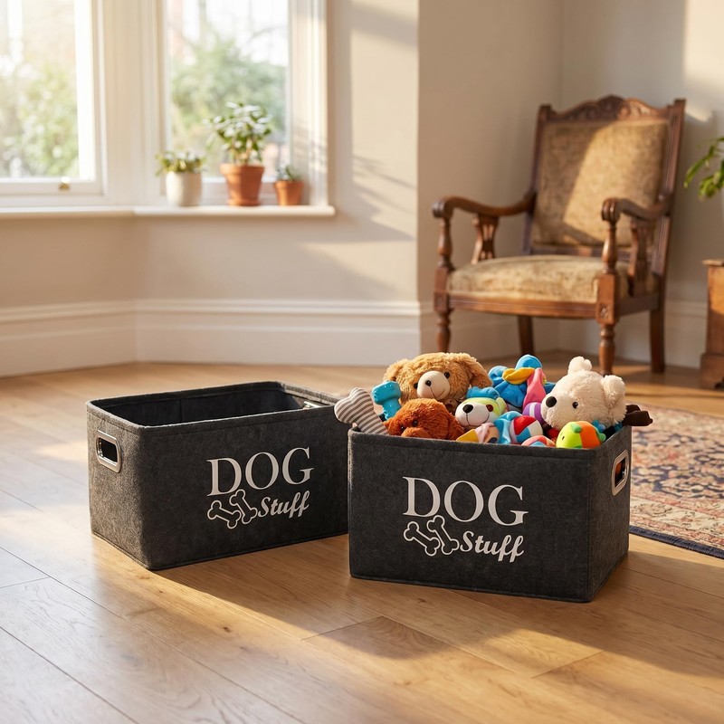 SMYJDMM Dog Toy Box, 2Pcs Dog Toy Storage 38 x