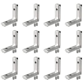 Pack of 12 T Nut Inner Angle Aluminium Profile, 2020 Corner Connector, T Slot 2020 Aluminium Profile, T Slot T Nut Inner Angle, Corner Connector with Screws, for Aluminium Extrusion Profile