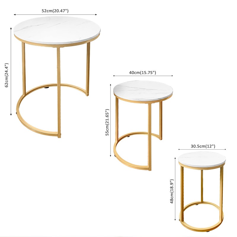 AT-VALY Nesting Tables Coffee Table Set of 3,Round Side Table