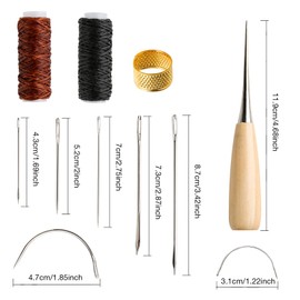 Leather Repair Kit 11PCS Leather Sewing Tools Waxed Thread and Needles for Fabric Sewing Upholstery Tools for Sofas Carpet Furs Sewing