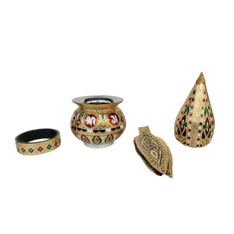 Rastogi Handicrafts Mangal Kalash Set Meenakari Work for Puja Kalash