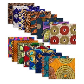 16 Pcs 100% Polyester African Fabric Ankara Wax Print, Repeat-Free Ankara Print for Sewing, Craft Projects, DIY Repair Work (50 x 40 cm/19.5 x 15.7 inches)