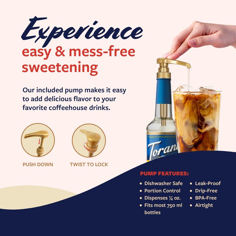 Torani Sugar Free Coffee Syrup, Vanilla Flavored Syrup for Drinks,