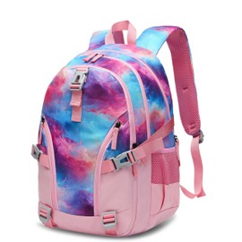 BLUEFAIRY High School Backpack for Girls Boys Middle School Bookbag for Kids Back to School Bag for College with Large Compartment Casual Daypack Mochilas para Niñas Adolescentes 18" Cherry Pink