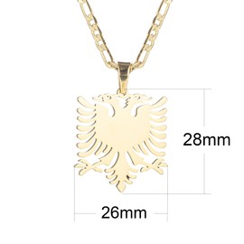 yipima 18K Gold Plated Albania Eagle Pendant Necklace for Women Men Polishing Stainless Steel Jewelry 3mm Flat Figaro Chain Necklace 18/22 inches (gold, chain length: 22")