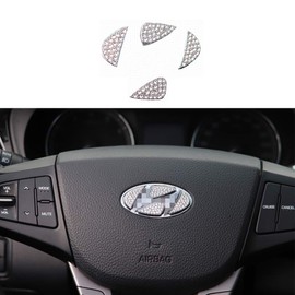 TopDall Steering Wheel Bling Crystal Diamond Accessory Interior Sticker Compatible for Hyundai