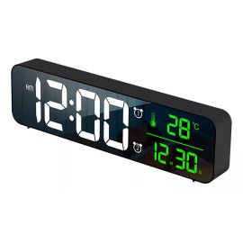 Generic Despertador Led: Termómetro, 2 Alarmas, 5 Niveles De Brillo,