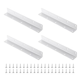 uxcell 4Pcs L-Shaped Brackets Corner Brace, 0.98"x0.98"x7.87" Corner Bracket Shelf Bracket Right Angle Brackets for Wood Shelves Furniture (25x25x200mm, White)