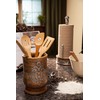 8.25-Inch Tall Wood and Metal Inlay Heritage Collection Utensil Holder