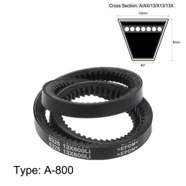 sourcing map AX31.1/2 (13 x 800Li) Serrated V-belt, AX section drive, raw edge belt, 800 mm, inner circumference EPDM for power transmission