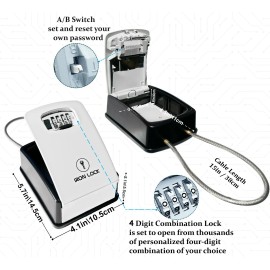 Iron Lock® - XXL Key Lock Box Portable and Wall Mounted with Removable Cable Sha