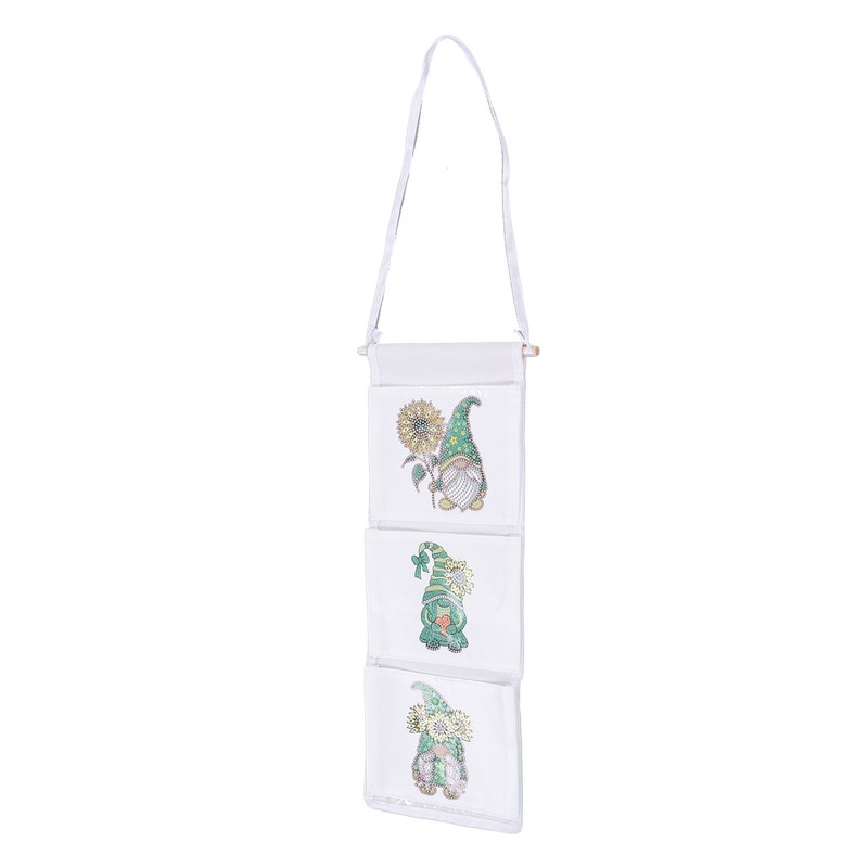 Hanging Storage Bag 3 Compartment Foldable Rhinestone Painting Pattern DIY