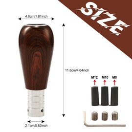 Blueshyhall Gear Knob Wood Look 5 Gears, Universal Car Gear Knob Wood Grain Manual Made of Aluminium and ABS with M8/10/12 Rubber Adapter, Gear Lever Handle Brown Car Tuning Interior Accessories (A)