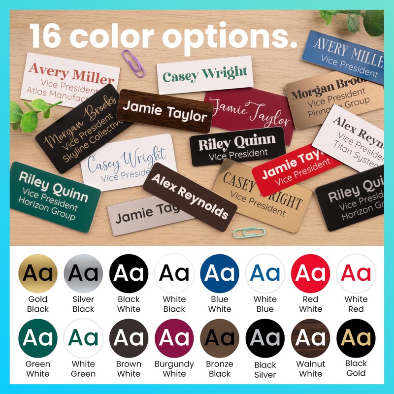 ExcelMark Custom Name Tag - Engraved Name Badge with Pin