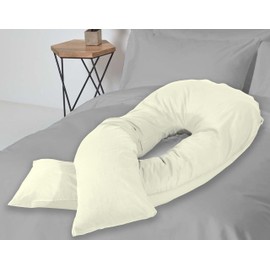 Cream 12FT U Shape Pillow Cover Case Only- Pregnancy, Nursing & Maternity Long Full Body Pillowcase Cover, Protection from Anti Dust Mite & Anti Allergey