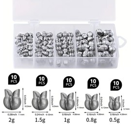 Naiveferry 50Pcs Fishing Weights Sinkers, Split Shot Fishing Weights Removable Round Fishing Sinkers Fishing Split Sinkers Kit for Fisherman Fishing