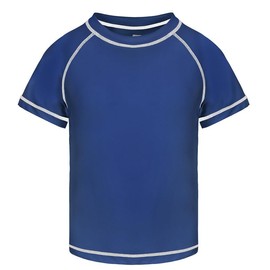 Csqtongan Boys' Swimming Shirt UV Shirt Swimming Top Swimming Shirt Kids Short Sleeves Rash Guard Swimwear Quick Dry T-Shirt, darkblue