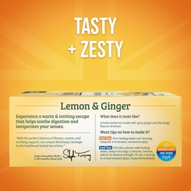 Twinings Lemon & Ginger Herbal Tea Individually Wrapped Bags, 100 Count (Pack of 1), Tangy Lemon, Spicy Ginger, Naturally Caffeine-Free, Enjoy Hot or Iced, 100 Teabags