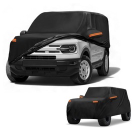 Partuto Car Cover Waterproof All Weather Sun Rain Protection Full Exterior Cover for Ford Bronco Sport Black with Left Side Zippers