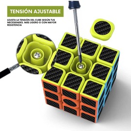 Mastery Brand Cubo de Fibra de Carbono 3x3; Agiliza tú Mente; Cubo Profesional Mágico de Competencia Speed Cube; Giro Rápido, Suave y Resistente.