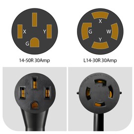 NEMA L14-30R to 14-50R RV Generator Adapter Cord with ETL Listed, Twist Locking 4 Prong Female to 4 Prong RV Female, Heavy Duty 10 AWG for 30Amp EV RV Trailer Camper