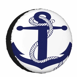 NOMEDOGYIm Boat Anchor Spare Tire Cover 15 inch Blue Boat Anchor with Cable Polyester Universal Wheel Tire Cover for Trailer Camping Weatherproof for Rv SUV Truck Camper Travel