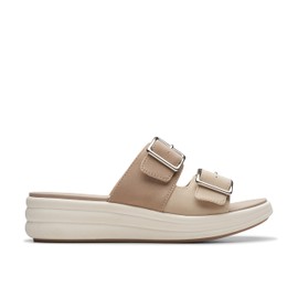 Clarks Women's Drift Buckle Slide Sandal, Sand Combi, 7.5