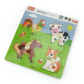 Viga 50839 Toys-Steckpuzzle-Bauernhof, Multi Color