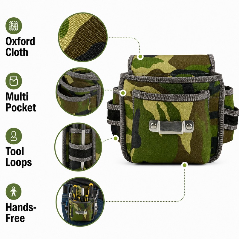 Tool Waist Pouch for Repairs – Multi-Pocket Oxford Cloth Organizer