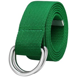 Falari Canvas Web Belt Metal Double D Ring Buckle for Men Women Casual Cloth Military Style Belt 1 1/2" Wide Kelly Green XL