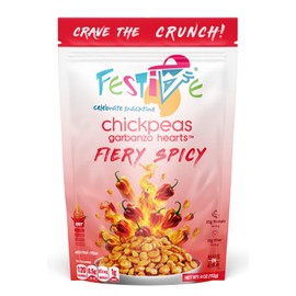 Festive Chickpeas - Garbanzo Hearts - Non-GMO Vegan Soy-Free - Fiery Spicy - 4oz (112g) - 8 Pack