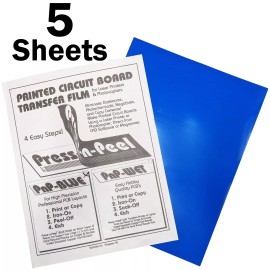 Techniks Inc. 5 Sheets Press-n-Peel Blue PCB Transfer Film, Printable A4 Size