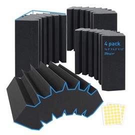 4 Pack Curved Bass Traps Corner Acoustic Foam, Large Size 16.5" X 6.3" X 12" Sound Absorbing Corner Bass Traps for Studio and Home Theater Low Frequency