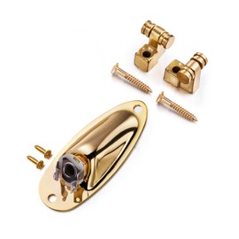 RuiJOTWAT Electric guitar string roller holder, boat-shaped audio cable jack with mounting screws gold