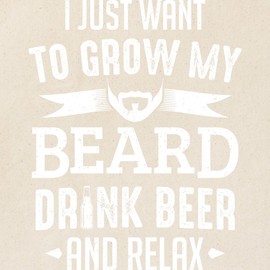 CafePress Bearded Man Grow My Beard Drink Be Reusable Natural Beige Canvas Shopping Bag