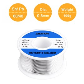 AUSTOR 60-40 Tin Lead Rosin Core Solder Wire for Electrical Soldering (100g, 0.8mm)