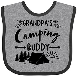 inktastic Grandpas Camping Buddy Baby Bib Heather and Black 3b4db